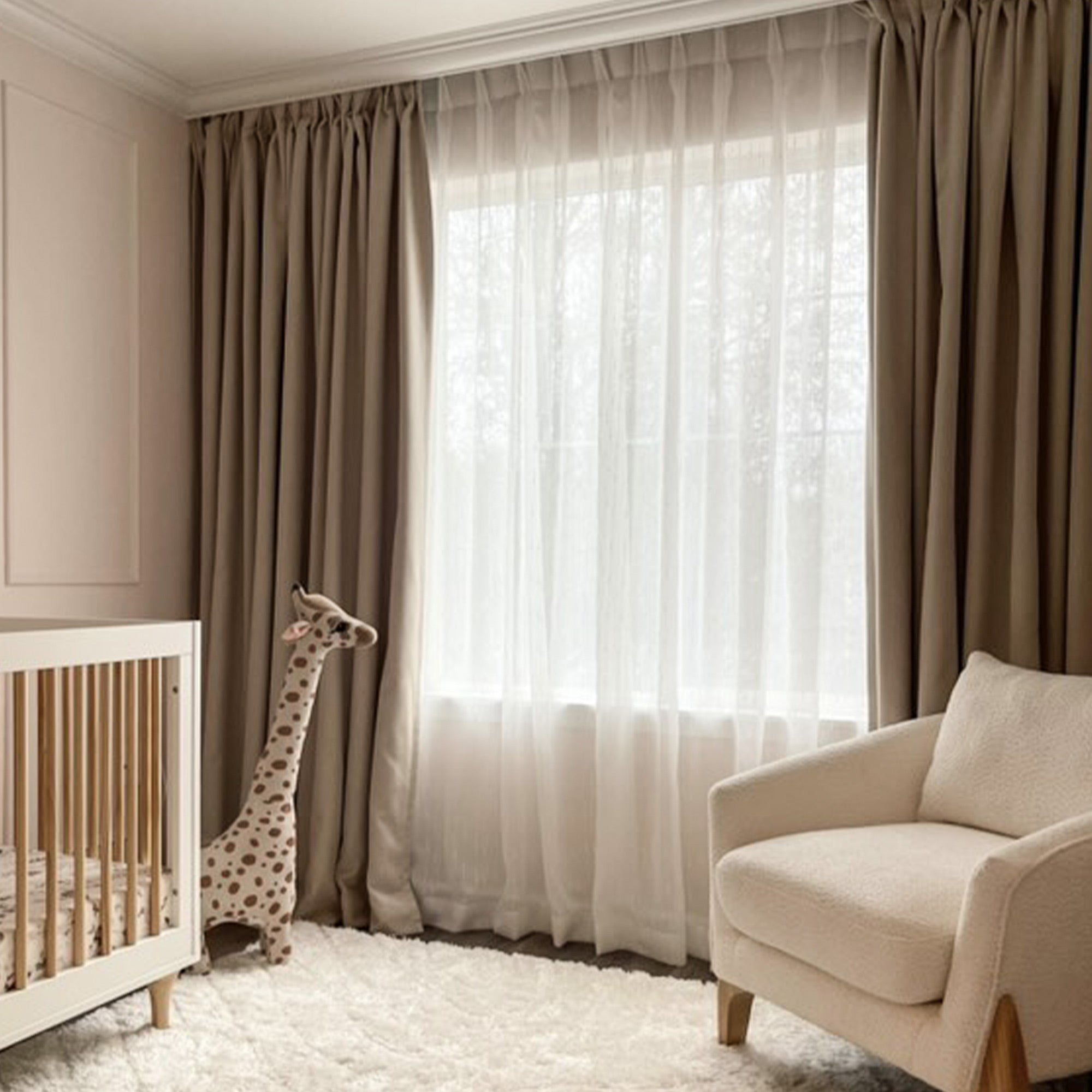 Beige, Doppelvorhänge, Deckenvorhänge
